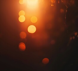 Blurry light in the dark, lens flare, orange and brown color gradient 