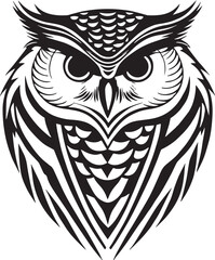 Black and white owl silhouette, vector illustration