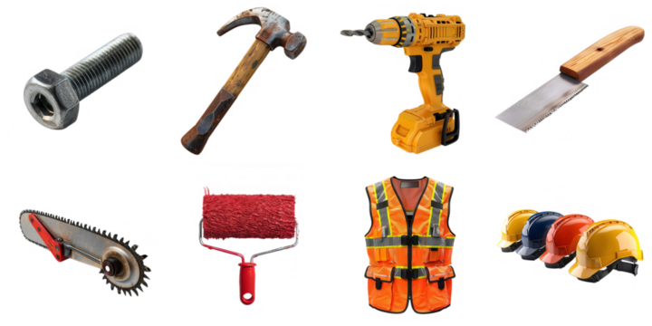 Mechanic tool png set collection in 3d transparent no background.