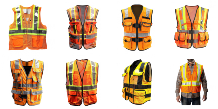 Light vest png isolated set in 3d transparent using for all purpose.