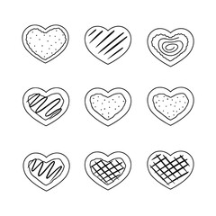 Love donut doodle line vector illustration