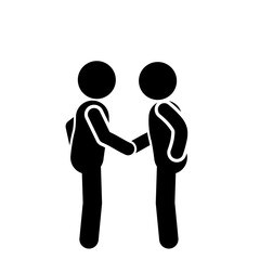 flat illustration of a stick figure and a stickman shaking hands