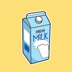 Milk Box Vector Cute Illustration