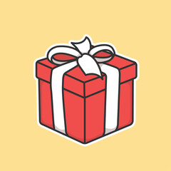 Red Gift Box Vector Cute Illustration