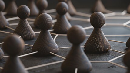 The interconnected wooden pawns