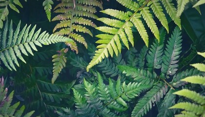 Beautiful fern leaf texture in nature. Natural ferns blurred background. Fern leaves Clos