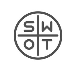 Swot analysis related icon outline and linear vector.
