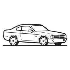 vector illustration, silhouette, car illustration, illustration of a car, car isolated on white background, black and white car, 