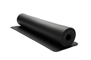 A Black Yoga Mat Rolled Up For A Peaceful Practice Session on a Clear PNG or White Background.