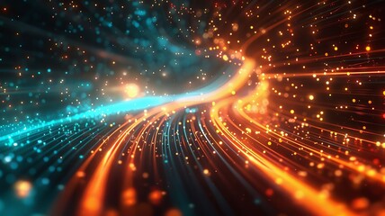 Obraz premium Dynamic Light Trails in a High-Energy Abstract Digital Art Composition