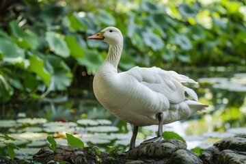 Obraz premium White Goose by the Pond