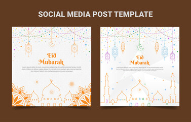Naklejka premium Eid mubarak social media post and web banner template