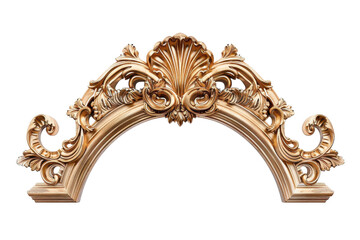 Ornate wooden arch with intricate carvings, ideal for architecture, and interior design. Detailed, classic woodwork craftsmanship.