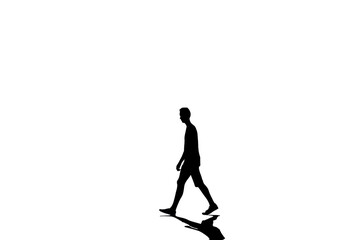 Fototapeta premium Silhouette of a solitary person walking against a transparent background. symbolizing independence, journey, and introspection.