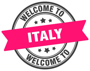 Welcome to Italy stamp. Italy round sign