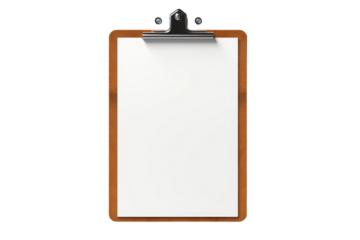 A Blank Canvas of Possibilities: A Crisp White Clipboard Awaits Your Ideas on a Clear PNG or White Background.