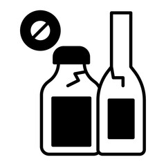 used glass bottle icon. black fill icon