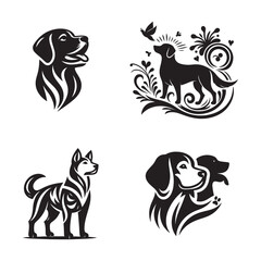 dog vector outline illustration Flat design dog and silhouette illustration vector eps 