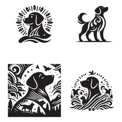 dog vector outline illustration Flat design dog and silhouette illustration vector eps 
