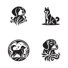 dog vector outline illustration Flat design dog and silhouette illustration vector eps 
