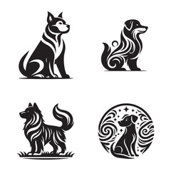 dog vector outline illustration Flat design dog and silhouette illustration vector eps 