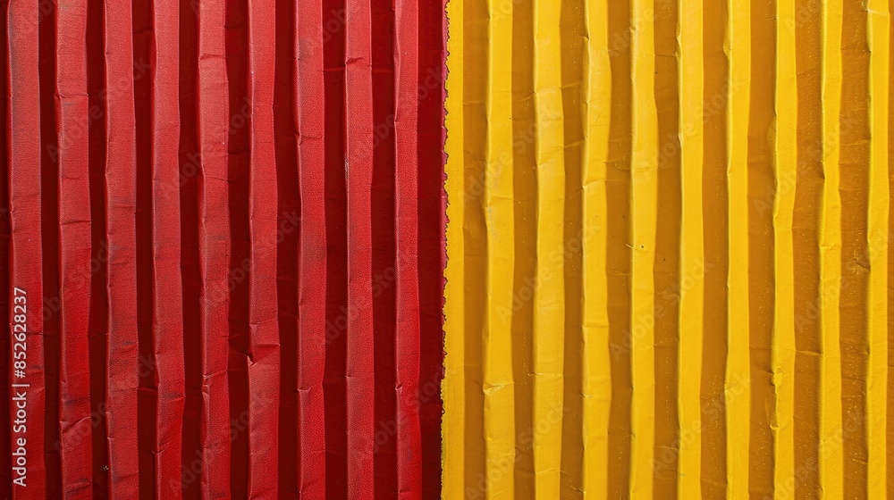 Poster vibrant corrugated paper background in red and yellow with space for text or objects