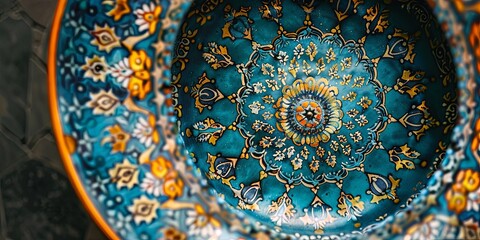Ornate Islamic Ceramic Plate with Luxurious Detail