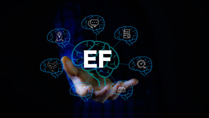 EF (Executive Functions), EF icon at hand. Young children's brain skills It plays an important role in other skills such Working Memory, Inhibitory Control grow with quality and success in life..