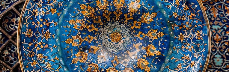 Ornate Islamic Ceramic Plate with Luxurious Detail