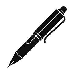 Fototapeta premium pen on white background, pen and pencil design, fountain pen vector, pen line art silhouette with white-background