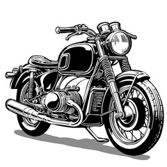 retro motorcycle illustration white background