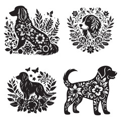 dog vector outline illustration Flat design dog and silhouette illustration vector eps 