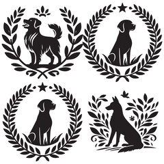 dog vector outline illustration Flat design dog and silhouette illustration vector eps 