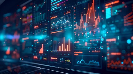 Digital financial dashboard charts metrics, finance, management, technology, integration