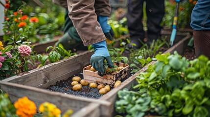 Fototapeta premium The harvest of fresh potatoes