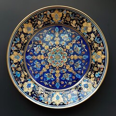 Naklejka premium Ornate Islamic Ceramic Plate with Luxurious Detail