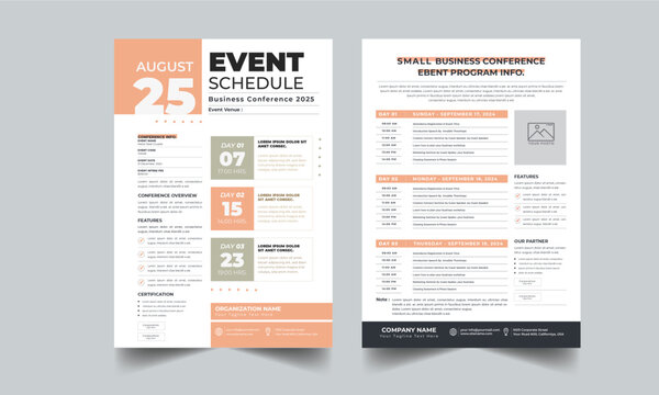 Event Schedule layout design template with unique design style concept	