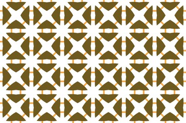 A pattern of brown squares and triangles and orange circle on a white backgrounds