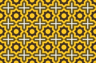 A pattern of brown and yellow stars with white crosses