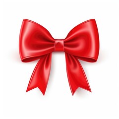 Graceful Red Ribbon and Bow Vector Design Set on Pure White