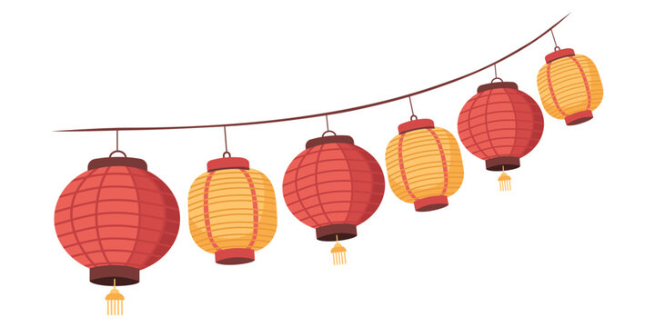 Illustration of a Chinese paper lantern isolated on a white background.