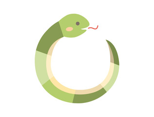 巳年の年賀状などにも使える可愛い蛇のキャラクターをフレームにしたイラスト