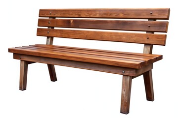 Fototapeta premium Outdoor Wooden Bench Isolated On White Background.