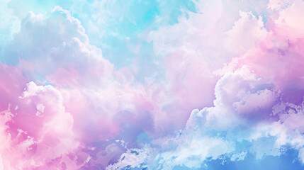 Vibrant abstract background with fluffy clouds in pastel pink and blue hues