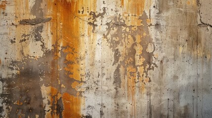 Concrete wall with streaks of brown paint
