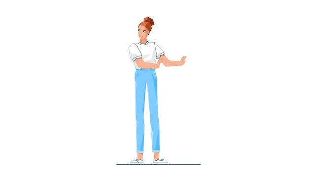 Woman Rejecting Something With Hand Gesture 2D Animation