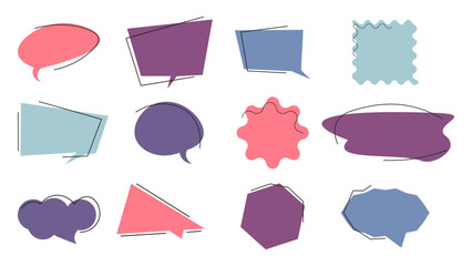 set frame textbox doodle. hand drawn. vector