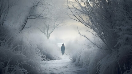 Frosty breath in the chilly air