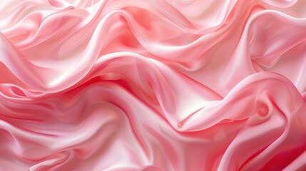 Fototapeta premium A close-up shot of pink satin fabric draped in soft folds, showcasing its luxurious texture and smooth sheen