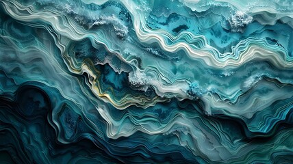 Obraz premium Abstract Fluid Art: Enigmatic Turquoise Waves and Textures